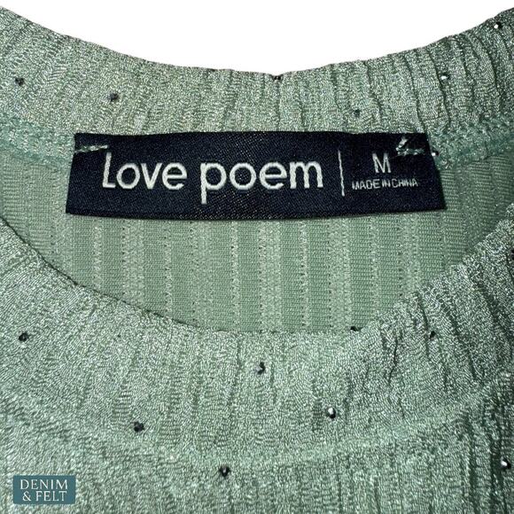 Love Poem Boutique Mint Crinkle Rhinestone Two Piece Lounge Set Sparkle M NEW - Picture 7 of 13